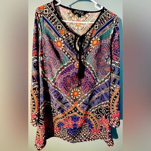 SINGLE Los Angeles Women’s Blouse Size Small, Long Sleeve, Multicolor
